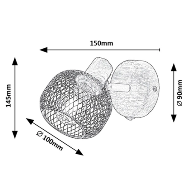 Loftowy kinkiet do sypialni Grendel 3127 ażurowa lampa ścienna czarna