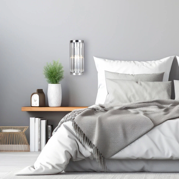 Kinkiet ścienny kryształowy Vetro LP-2910/1W CH glamour chrom przezroczysty