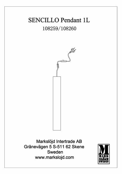 Salonowa lampa wisząca Sencillo metalowa tuba mosiądz