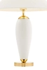 Abażurowa LAMPKA biurkowa REA 40608101 Kaspa stojąca LAMPA stołowa do sypialni nocna złota biała