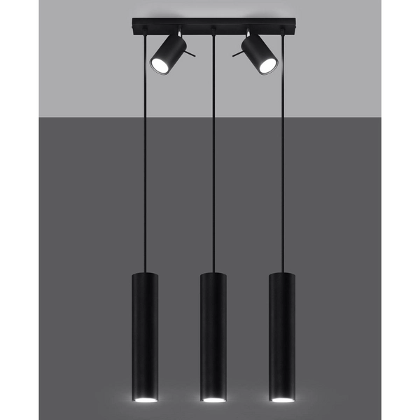Zwisowa lampa Ring SL.1099 Sollux z reflektorkami do jadalni czarna