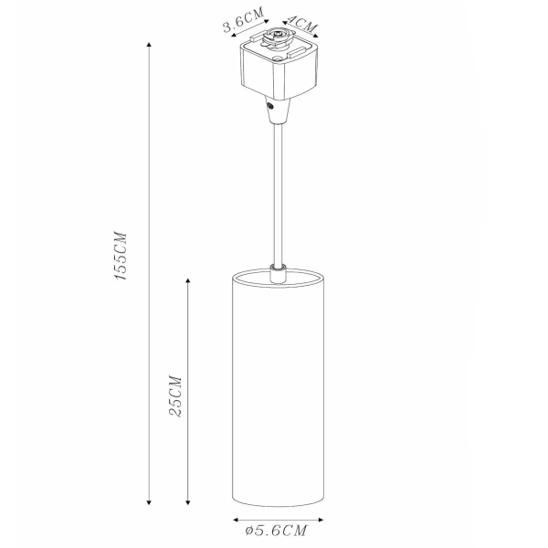 Zwisająca lampa Track 09955/01/31 Lucide sopel ściemniana biała