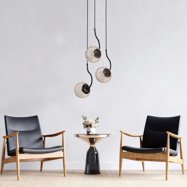 LAMPA wisząca HOOK LP-125/3P BK Light Prestige szklana OPRAWA kaskada ZWIS kule balls czarne bursztynowe