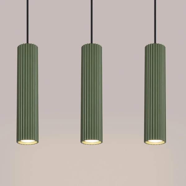 Ryflowana lampa wisząca KARBON SL.1613 potrójna oliwkowa