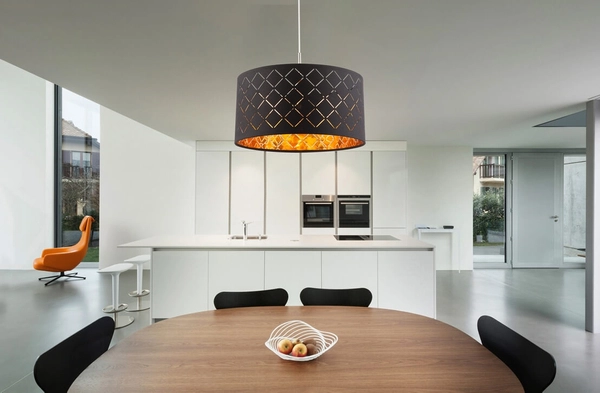 Wisząca lampa Clarke 15229H okrągła ażurowa czarna złota