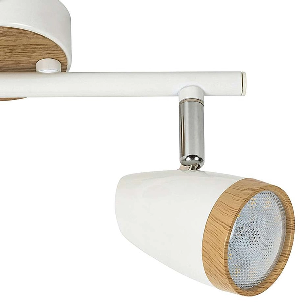 LAMPA sufitowa KAREN 5565 Rabalux skandynawska OPRAWA plafon metalowe reflektorki LED 8W 3000K regulowane drewno białe