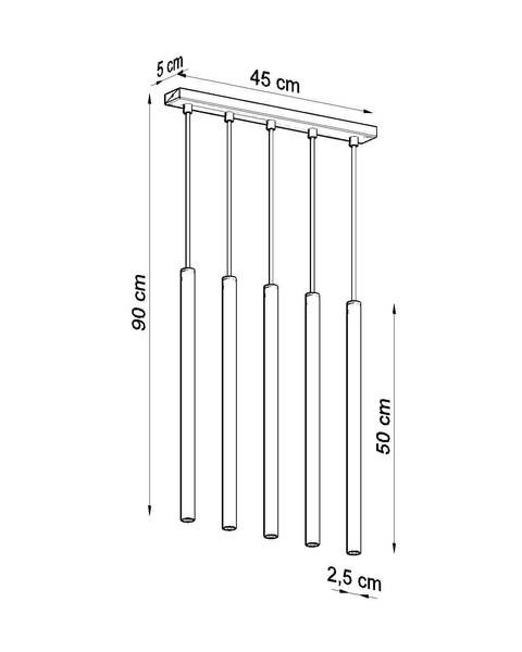 LAMPA wisząca Pastelo SL.0472 Sollux metalowa listwa zwis tuby sople czarne