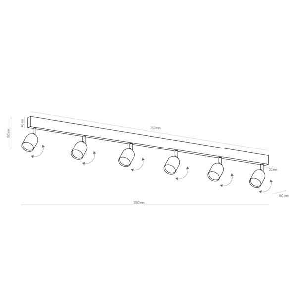 Wielopunktowe reflektorki sufitowe Top 1022 TK Lighting czarna złota