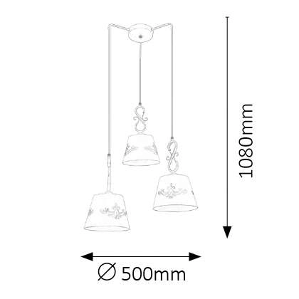 LAMPA wisząca ANNA 2234 Rabalux metalowa OPRAWA prowansalski ZWIS kaskada z wycięciami biała