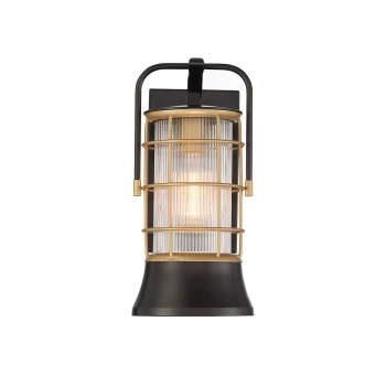 Ścienna lampa latarenka Rivamar QN-RIVAMAR-S-BLK-GD IP44 czarna złota