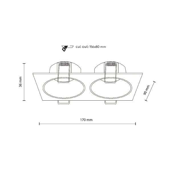 Podwójny downlight sufitowy Prisma 10579 prostokąt czarny
