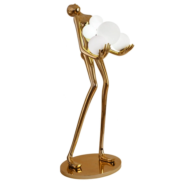Dekoracyjna lampa podłogowa WOMAN F9312 gold designerska kula złoty biały