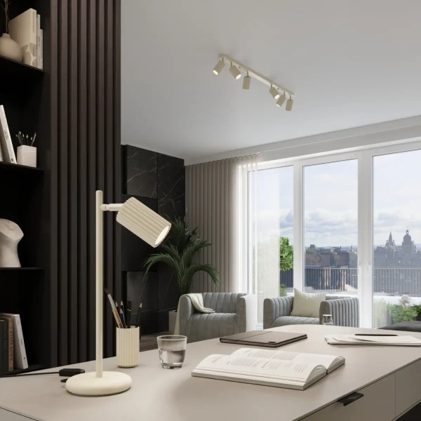 Gabinetowa lampa nocna KARBON SL.1605 z wtyczką ryflowana beżowa