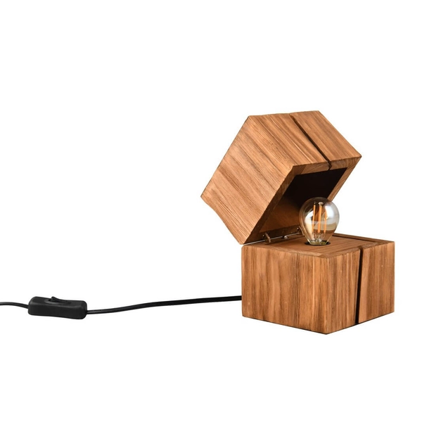 Drewniana lampa stołowa z włącznikiem Treasure 514110130 brązowa