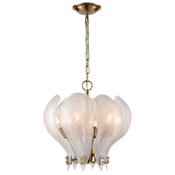 Wisząca lampa Cannes P06722BR na łańcuchu do salonu przezroczysty mosiądz