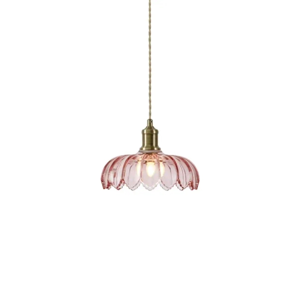 Wisząca lampa KURAGE różowa 109178 1xE27 retro szklana do pokoju