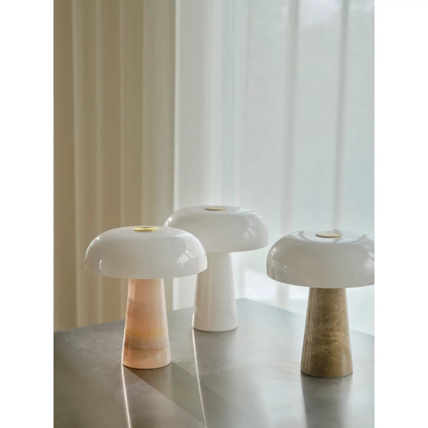 Stołowa lampka nocna Glossy 2520015009 marmurowa beżowa biała