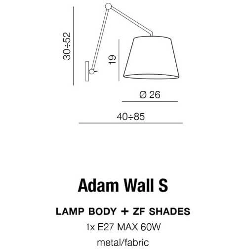 Pokojowa lampa ścienna Adam AZ1843+AZ2601 Azzardo kierunkowa satyna szara
