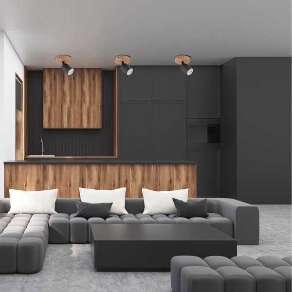 Reflektor sufitowy drewniany Top Wood 3290 TK Lighting metalowy czarny