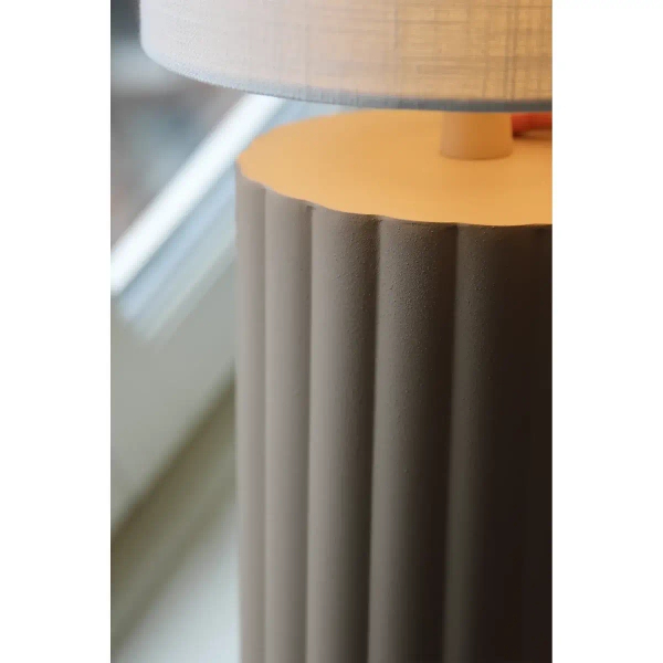 Lampa stołowa Can 108830 metalowa bawełniana do sypialni biała beżowa
