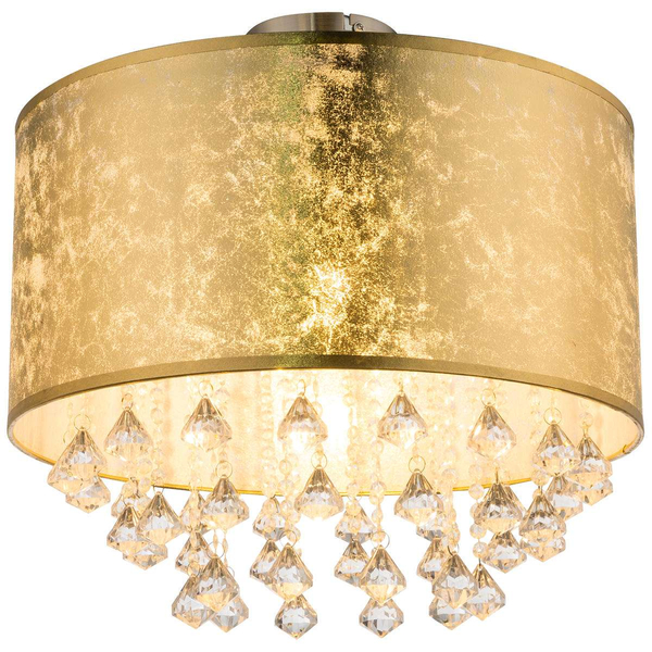 Plafon LAMPA sufitowa AMY 15187D3 Globo okrągła OPRAWA abażurowa z kryształkami glamour crystal złota przezroczysta