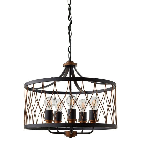 Rustykalna lampa wisząca Heston 61498 Endon druciana okrągła czarna
