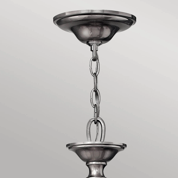 Abażurowy żyrandol do salonu Sussex HK-SUSSEX9 Hinkley biały nikiel