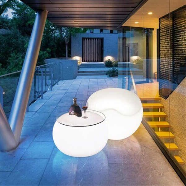 Stojąca ledowa lampa pufa Apple ES-SF025 LED 5W RGBW IP65 siedzisko biała