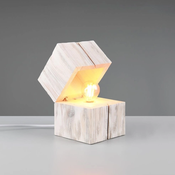 Sypialniana lampa stołowa Treasure 514110101 drewno biała