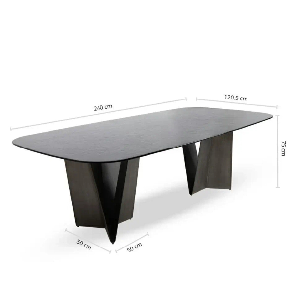 Czarny stół DUNE MM001501100380 szklany do jadalni 240x121cm