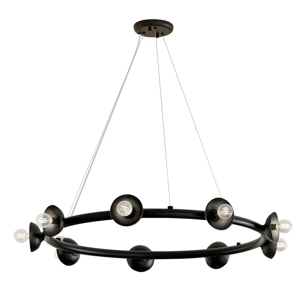 Industrialny żyrandol do salonu Palta KL-PALTA9-BK ring metalowy czarny