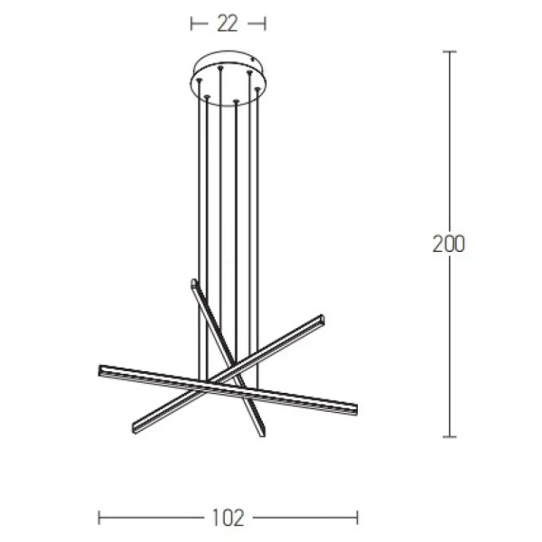 Modernistyczna zwisająca lampa 1947 LED 47W 3000K belki czarne