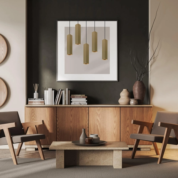 Zwisająca lampa Tecno PND-37492-1-GD Italux do kuchni rurka złota