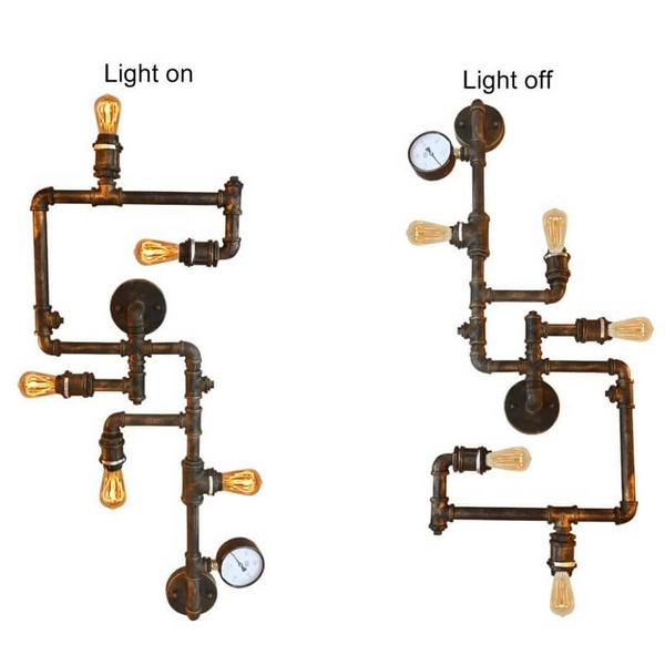 Industrialny kinkiet ścienny Tubo Retro ABR-LLKRR-5XE27 Abruzzo rury czarne