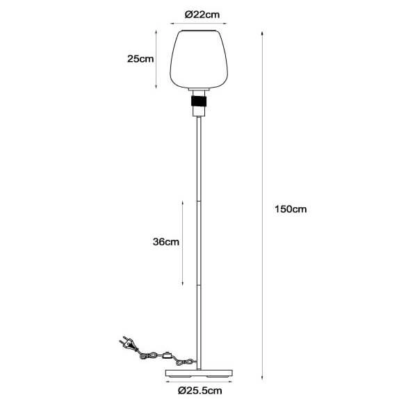 Szklana lampa podłogowa Ilona 45708/01/62 czarny bursztynowy