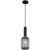 LAMPA wisząca ANTIOLA PND-5588-1M-BK+SG Italux plisowana OPRAWA szklany zwis czarny przydymiony