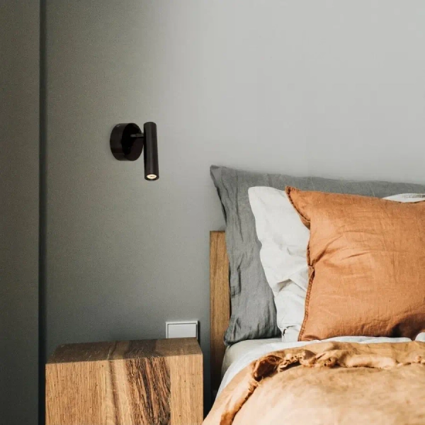 Ścienny hotelowy kinkiet H48-B LED 3W 3000K do sypialni czarny