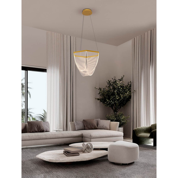 Lampa zwisająca HUARAL LE44435 LED 35W 3000K do salonu siatka złota