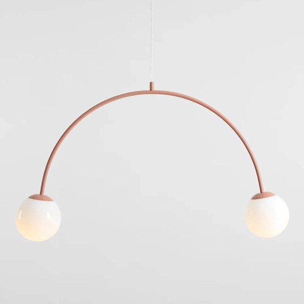 Wisząca lampa nad stół Una 1116H11 Aldex podwójna kule metal szkło koralowa