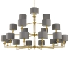 Designerski żyrandol Artu ART-ZW-12+6+3 (ZM) abażury szare mosiądz