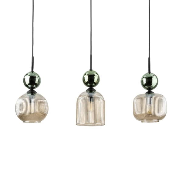 Glamour wisząca lampa na belce Sophia Green 11147 szklana zielony