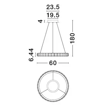 Wisząca lampa z kryształkami MONTALO LE45402 LED 35W 3000K glamour srebrna