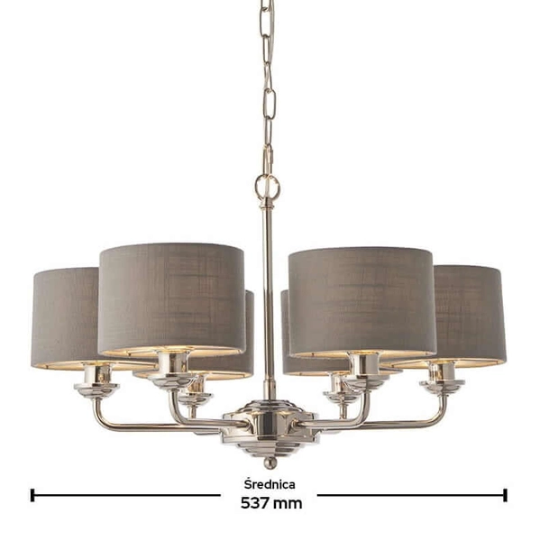 Wisząca lampa do salonu Highclere 94381 Endon z abażurami szara nikiel
