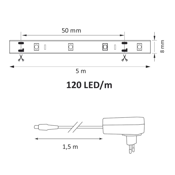 Taśma LED 36W 4000K 315373 Polux z zasilaczem 5m 2150lm czarna