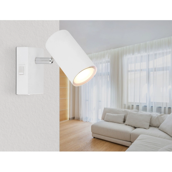 Lampa ścienna ruchoma Robby 57911-1W z włącznikiem biała