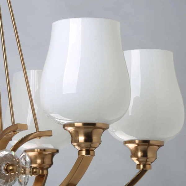 Klasyczna LAMPA wisząca PALERMO 386017908 MW Glasberg metalowy ZWIS na łańcuchu do przedpokoju biały outlet