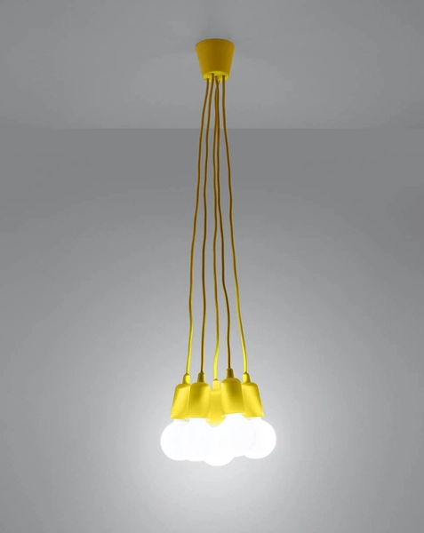 Wisząca LAMPA industrialna SL.0580 pająk OPRAWKA przewody ZWIS kable żółta