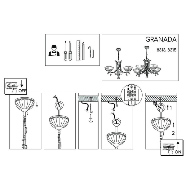 Żyrandol Granada 8313 Amplex koraliki zwisający muszla mosiądz bursztynowy