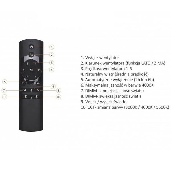 Sufitowa lampa z wentylatorem VENETI AZ4449 LED 18W 3000-5500K pilot czarny