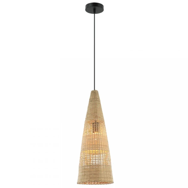Stożkowa wisząca lampa 20154 bambusowa tuba sznurkowa brązowy
